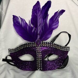 Purple Feathered Masquerade Mask